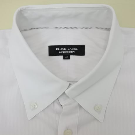 シャツL9｜BURBERRY BLACK LABEL 薄ピンクシャドーストライプBDクレリックシャツ(40)