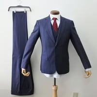 M73｜Paul Smith SOHO×Zegna 2Bネイビーストライプ３ピーススーツ(M) 定価165,000円 ポールスミス