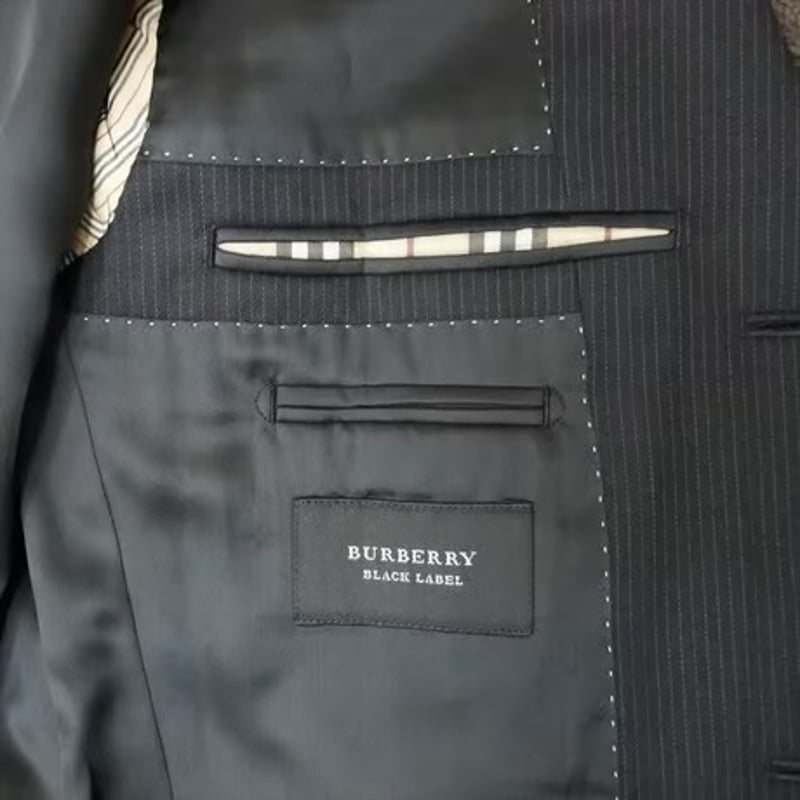 52|BURBERRY BLACK LABEL 3Bブラックピンストライプスーツ(38R 52|BURBERRY BLACK LABEL 3Bブラックピンストライプスーツ(38R
