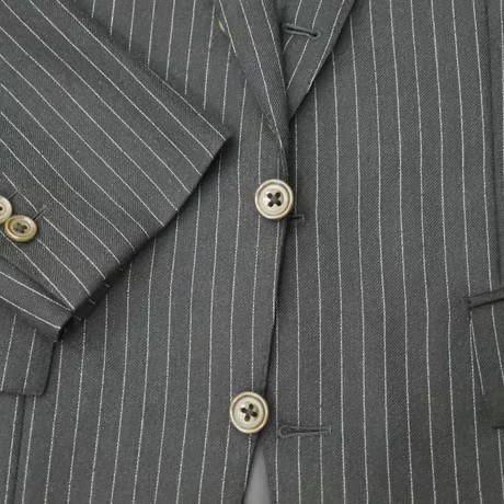 M74｜International Gallery BEAMS 段返り3ボタンブラックストライプスーツ(46) 定価132,000円 インターナショナルギャラリービームス