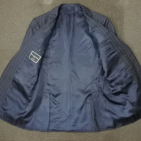 M98｜Internationai Gallery BEAMS 段返り3Bダークネイビーストライプスーツ(46) 定価115,000円 インターナショナルギャラリービームス