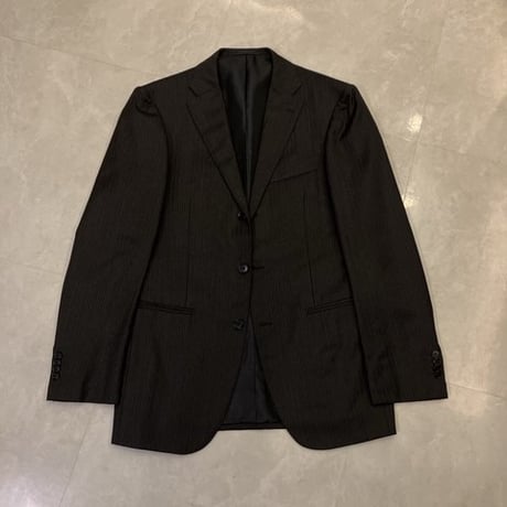 L134｜International Gallery BEAMS 段返り3Bグレーピンストライプスーツ(48) 定価123,000円 インターナショナルギャラリービームス