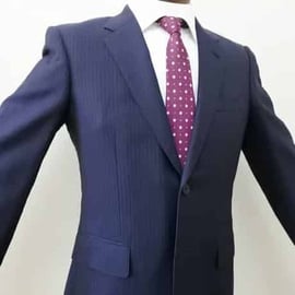 paul smith オーダースーツ　ネイビーストライプ　サイズs 165cm MODEL⑰ 身長165cm 体重61kg | ブランドスーツレンタルshop｜Re;sui