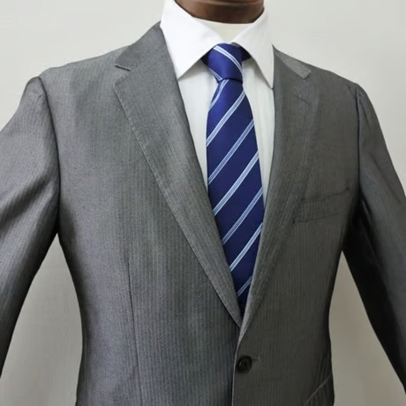 98|UNITED ARROWS 2B光沢グレーストライプスーツ(46) 定価 98|UNITED ARROWS 2B光沢グレーストライプスーツ(46) 定価