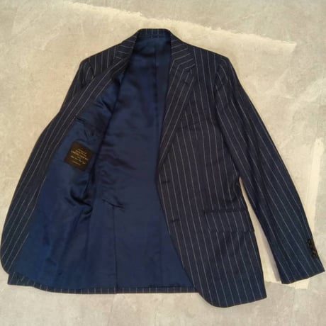 L235｜UNITED ARROWS✕CANONICO 2Bブルーネイビーストライプ3ピーススーツ(48) 定価101,000円 ユナイテッドアローズ