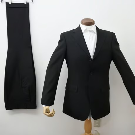 M64｜BURBERRY BLACK LABEL 3Bブラックシャドーストライプスーツ(38R) 定価84,500円 バーバリーブラックレーベル