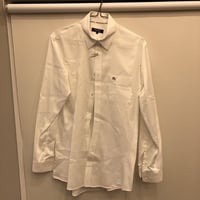 シャツM3｜BURBERRY BLACK LABEL ホワイトシャドーストライプ【ロゴシルバー】シャツ(39)