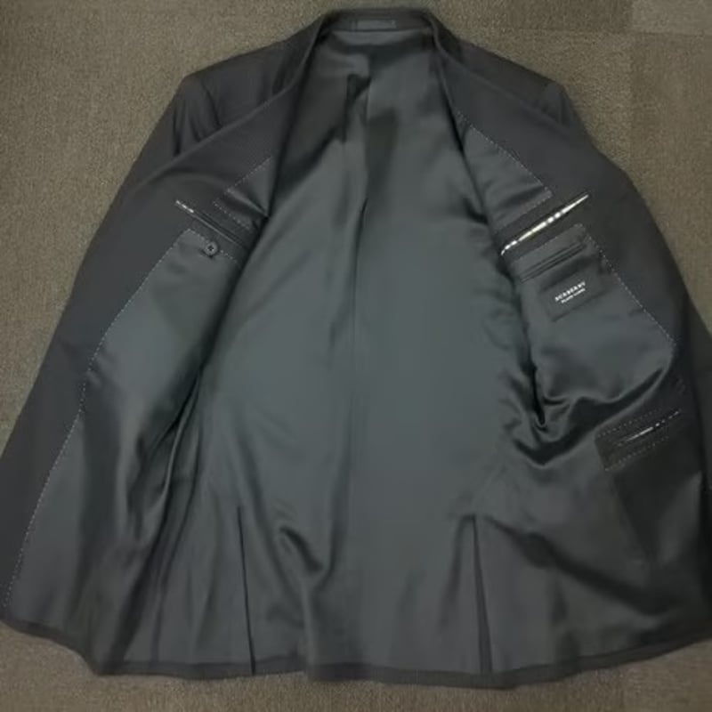 52|BURBERRY BLACK LABEL 3Bブラックピンストライプスーツ(38R 52|BURBERRY BLACK LABEL 3Bブラックピンストライプスーツ(38R
