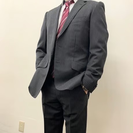 M89｜Paul Smith×Zegna 2Bブラックストライプスーツ(M) 定価99,000円 ポールスミス