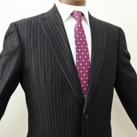 L161｜SHIPS LUXURY tailoring style 段返り3Bブラックストライプスーツ(48) 定価121,000円 シップス