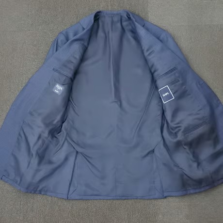S52｜SHIPS×REDA 段返り3Bネイビーグレーグレンチェックスーツ(44) 定価121,000円 シップス