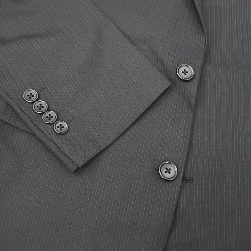 163｜BEAMS HEART 2Bブラックピンストライプスーツ(50) ビームス