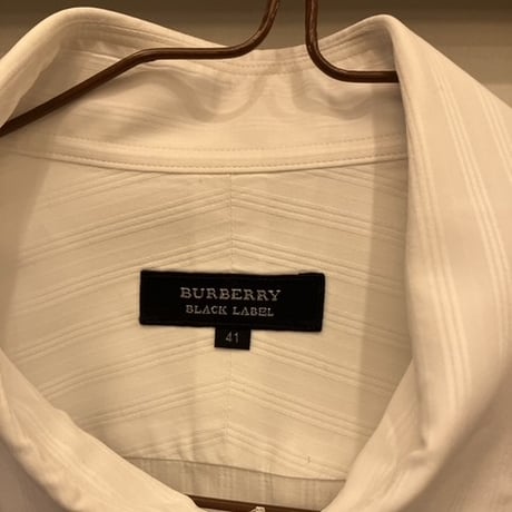 シャツL5｜BURBERRY BLACK LABEL ホワイトシャドーストライプ【ロゴシルバー】シャツ(41)