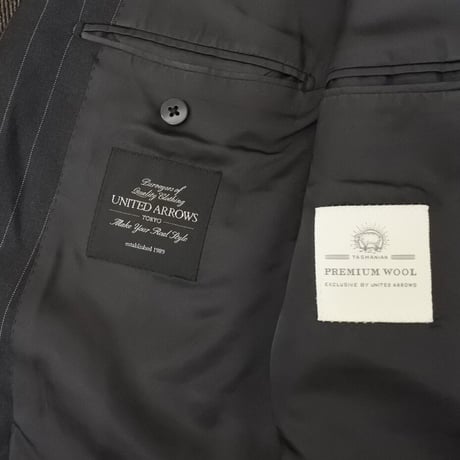 XL191｜UNITED ARROWS 2Bダークグレーストライプスーツ(50) 定価84,700円 ユナイテッドアローズ