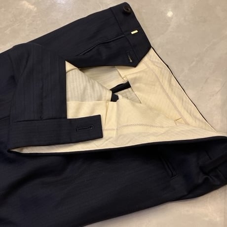 L138｜Paul Smith SOHO×ロロピアーナ 2B艶ネイビーストライプスーツ(L) 定価126,000円 ポールスミス