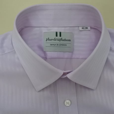 シャツM11｜Harvie&Hudson 薄ピンクシャドーストライプシャツ(M)