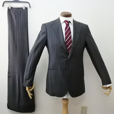 M92｜UNITED ARROWS SOVEREIGN 段返り3Bダークグレーストライプスーツ(46) 定価152,000円 ユナイテッドアローズ