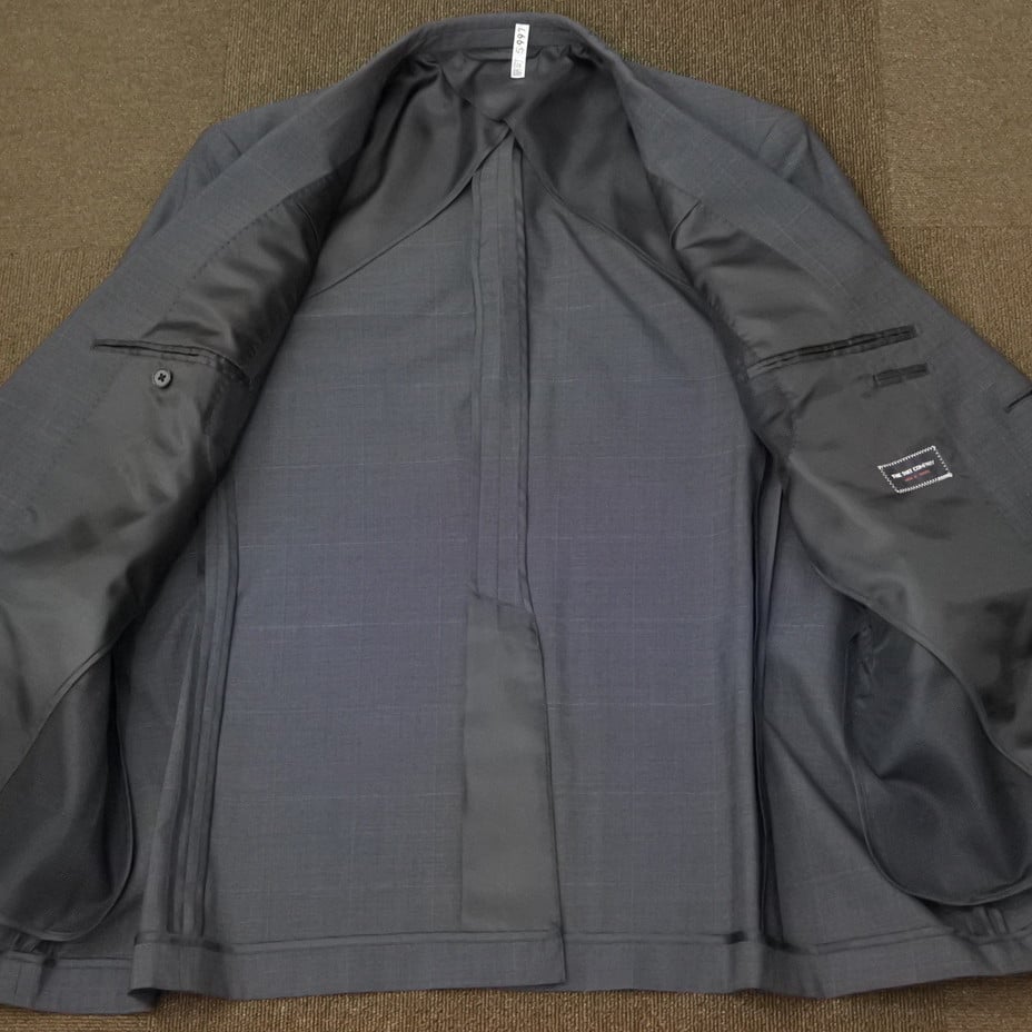 M127｜THE SUIT COMPANY 2Bネイビーグレーチェックスーツ(170cm-2D
