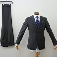 205｜TOMORROWLAND 2Bブラックストライプスーツ(44) 定価97,200円 ト