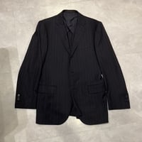 L132.5｜Internationai Gallery BEAMS 段返り3Bブラックストライプスーツ(48) 定価132,000円 インターナショナルギャラリービームス
