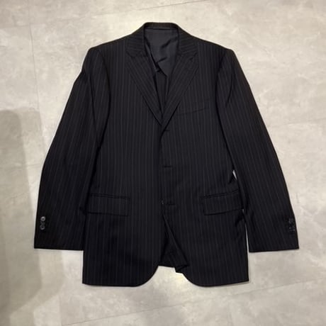L132.5｜Internationai Gallery BEAMS 段返り3Bブラックストライプスーツ(48) 定価132,000円 インターナショナルギャラリービームス