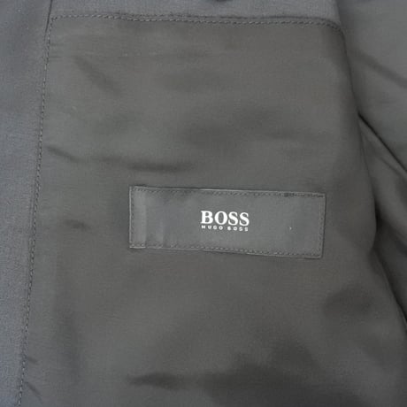 L157｜HUGO BOSS(ヒューゴボス) 2B艶ブラック３ピーススーツ(48) 定価163,000円