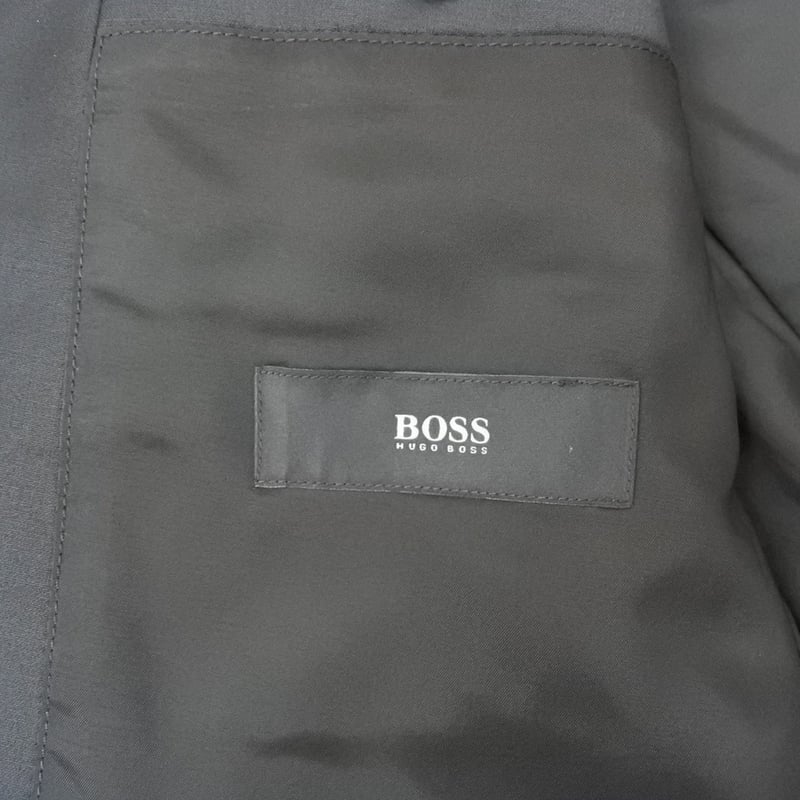 L157｜HUGO BOSS(ヒューゴボス) 2B艶ブラック3ピーススーツ(48) 定価