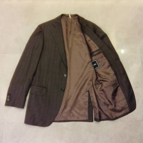 M112｜SHIPS×CERRUTI 段返り3Bダークブラウンストライプスーツ(46) 定価110,000円 シップス