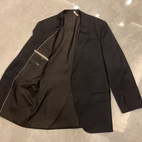 XL178｜HUGO BOSS(ヒューゴボス) 2Bブラックストライプスーツ(50) 定価117,000円
