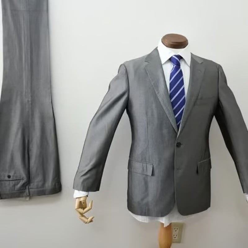 98|UNITED ARROWS 2B光沢グレーストライプスーツ(46) 定価 98|UNITED ARROWS 2B光沢グレーストライプスーツ(46) 定価