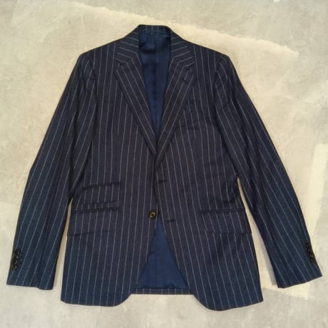L235｜UNITED ARROWS✕CANONICO 2Bブルーネイビーストライプ3ピーススーツ(48) 定価101,000円 ユナイテッドアローズ