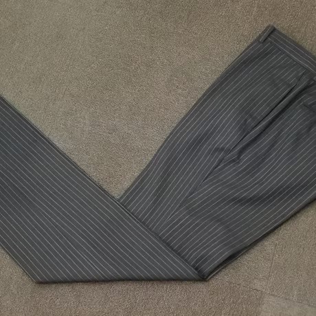 M74｜International Gallery BEAMS 段返り3ボタンブラックストライプスーツ(46) 定価132,000円 インターナショナルギャラリービームス
