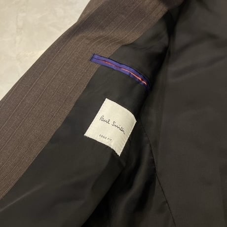M81｜Paul Smith SOHO×Zegna 2Bダークブラウンストライプスーツ(M) 定価132,000円 ポールスミス