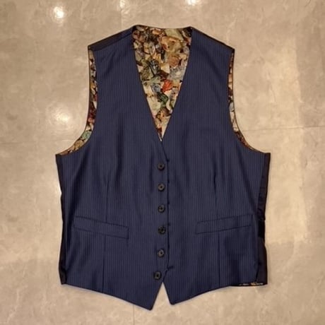 L144.5｜Paul Smith×ロロピアーナ 2Bネイビーピンストライプ３ピーススーツ(L) 定価165,000円 ポールスミス