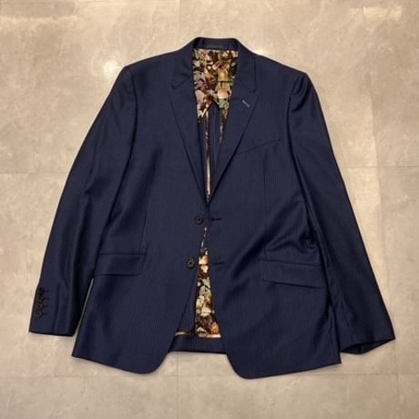 L144.5｜Paul Smith×ロロピアーナ 2Bネイビーピンストライプ３ピーススーツ(L) 定価165,000円 ポールスミス