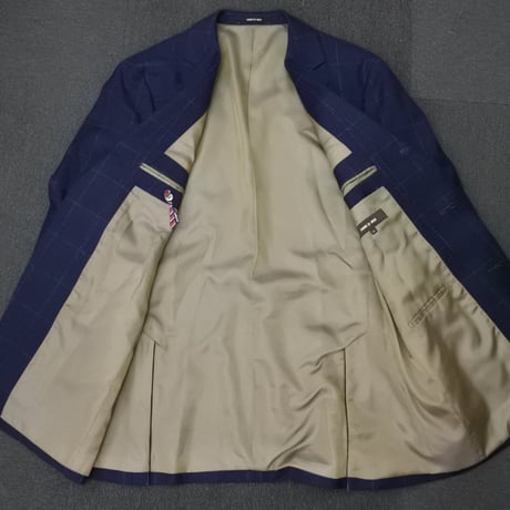 L237｜COMME CA MEN 段返り3Bネイビーチョークウインドウペンスーツ(L) 定価75,900円 コムサメン