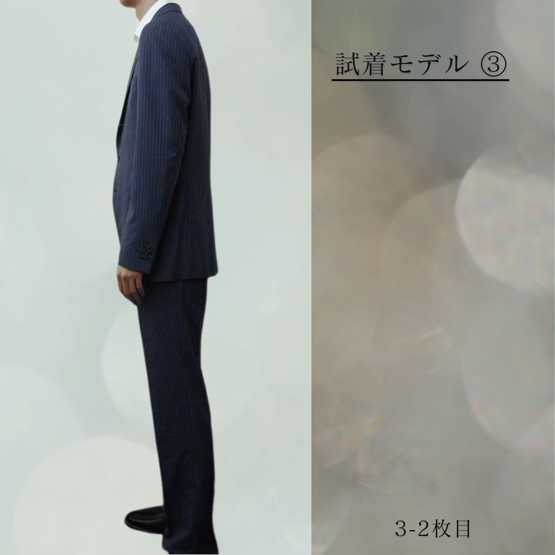 62｜TAKEO KIKUCHI 段返り3ボタンブルーグレーストライプスーツ(L～XL 