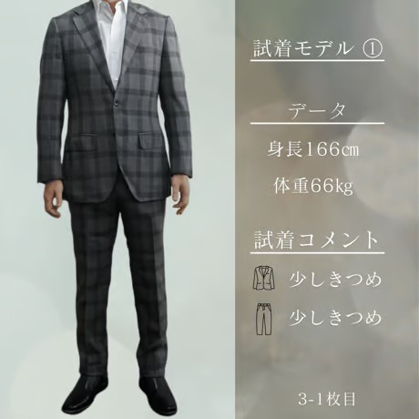 210｜EDIFICE×CANONICO 段返り3Bグレーチェックスーツ(44) 定価94,600円 エディフィス