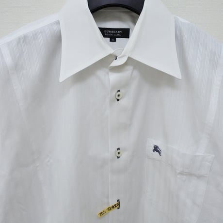 シャツM4｜BURBERRY BLACK LABEL ホワイトシャドーストライプ【クレリック】シャツ(39)
