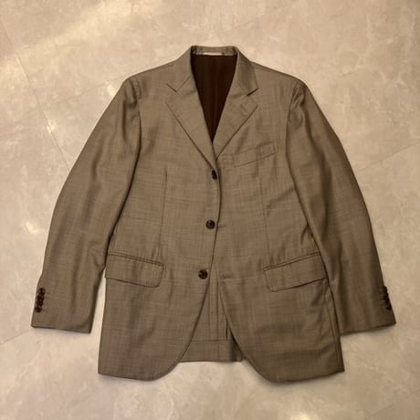 M90｜EDIFICE×CANONICO 段返り3B光沢ベージュスーツ(46) 定価88,000円 エディフィス