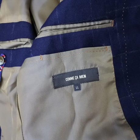 L237｜COMME CA MEN 段返り3Bネイビーチョークウインドウペンスーツ(L) 定価75,900円 コムサメン