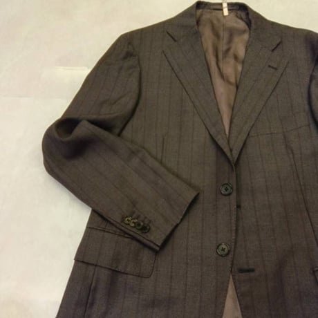 M112｜SHIPS×CERRUTI 段返り3Bダークブラウンストライプスーツ(46) 定価110,000円 シップス