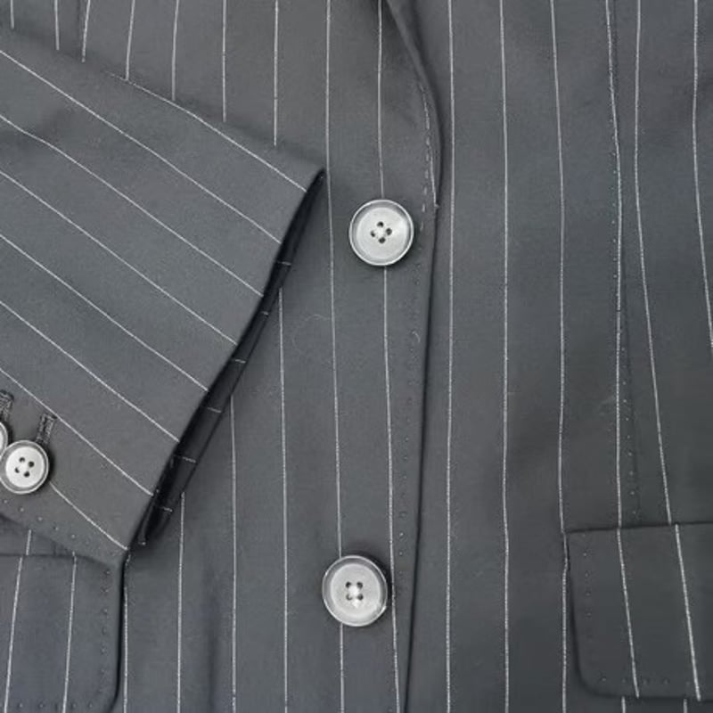 205｜TOMORROWLAND 2Bブラックストライプスーツ(44) 定価97,200円 ト