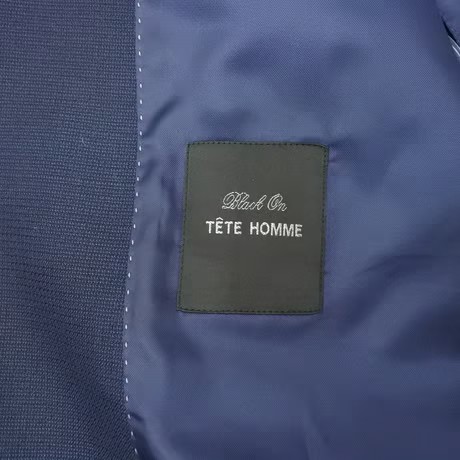 L152｜TETE HOMME(テット・オム) 2B織柄ネイビースーツ(A6)