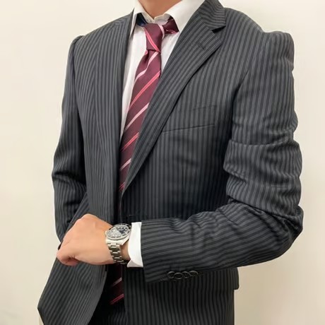 M89｜Paul Smith×Zegna 2Bブラックストライプスーツ(M) 定価99,000円 ポールスミス