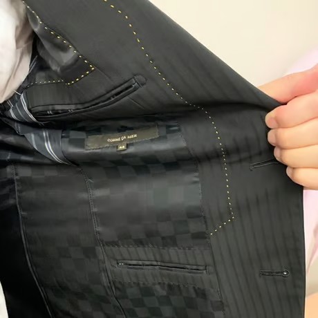 S50｜COMME CA MEN 2Bブラックシャドーストライプスーツ(44) 定価75,90