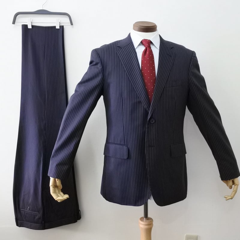 L162｜Paul Smith 2Bダークネイビーストライプスーツ(L2) 定価99,000円