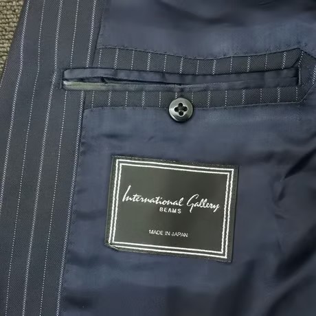 M98｜Internationai Gallery BEAMS 段返り3Bダークネイビーストライプスーツ(46) 定価115,000円 インターナショナルギャラリービームス
