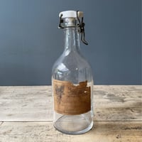 蓋付きラベル付きガラス瓶　フランスアンティーク