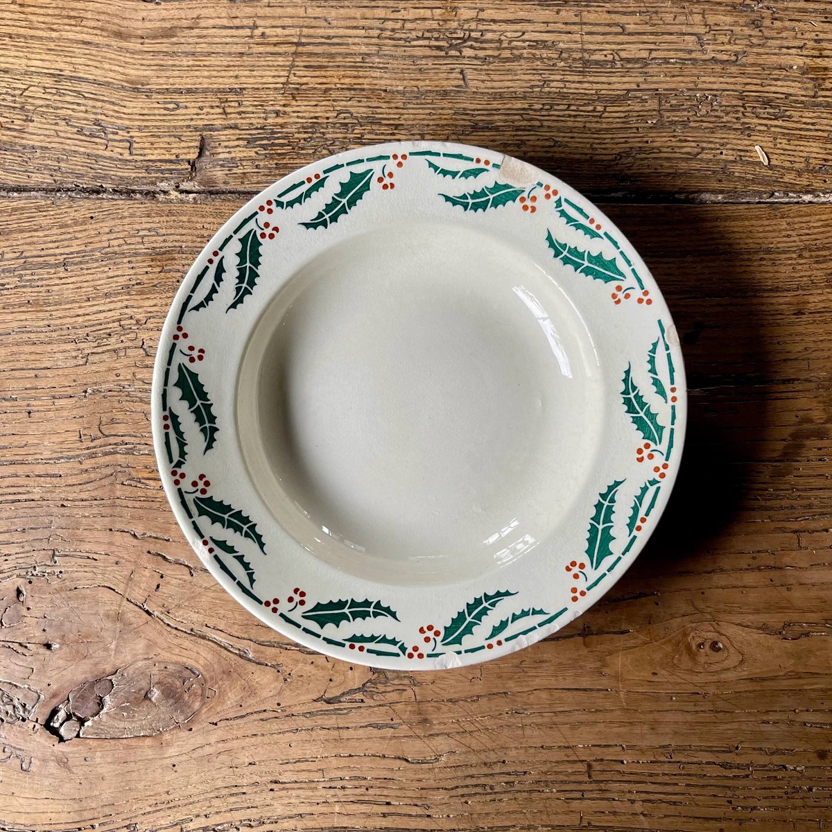 Gien Le Houx ヒイラギデザイン皿 クリスマスディナープレート LE HOUX フランス ジアン クリスマスプレート 柊 皿